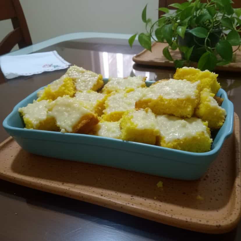 Foto deliciosa de Bolo de Fubá com Beijinho pronta para servir - Bolos & Cupcakes