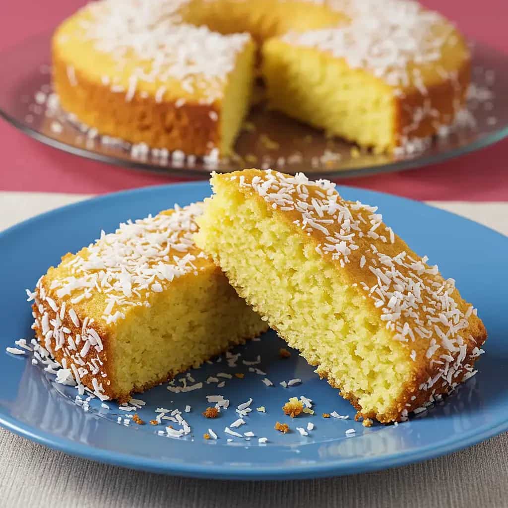 Bolo de Fubá Cremoso com Calda de Coco