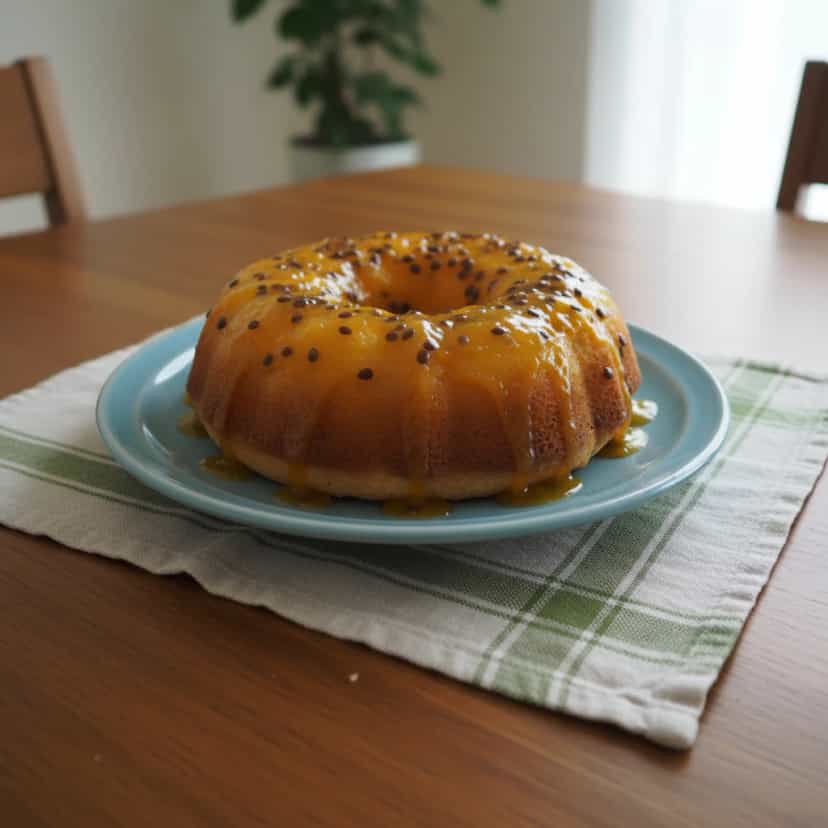 Foto deliciosa de Bolo de Laranja com Maracujá pronta para servir - Bolos & Cupcakes
