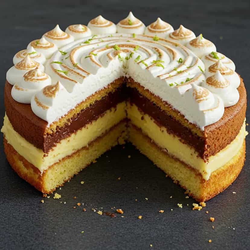 Foto deliciosa de Bolo de Limão com Recheio de Chocolate pronta para servir - Bolos & Cupcakes