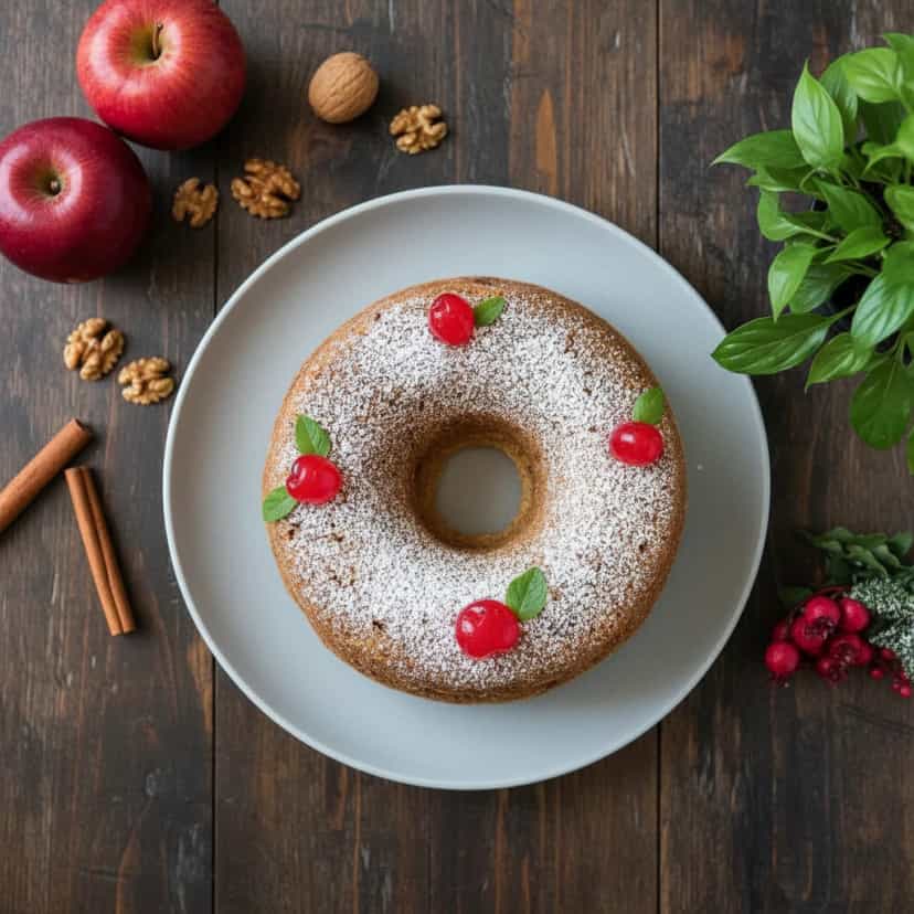Foto deliciosa de Bolo de Maçã Natalino pronta para servir - Bolos & Cupcakes