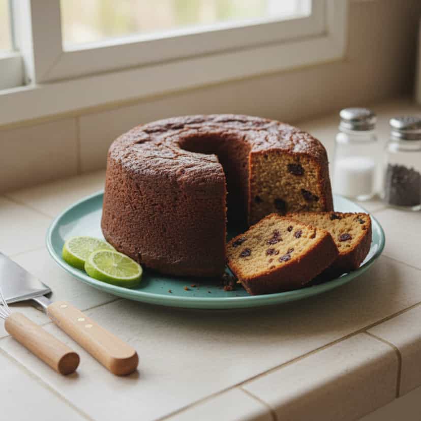Foto deliciosa de Bolo de Mel com Banana-Passa pronta para servir - Bolos & Cupcakes
