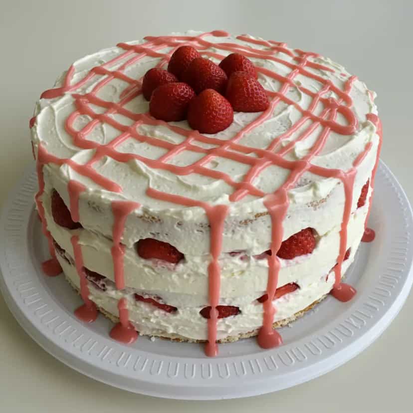 Foto deliciosa de Bolo de Morango com Creme pronta para servir - Bolos & Cupcakes