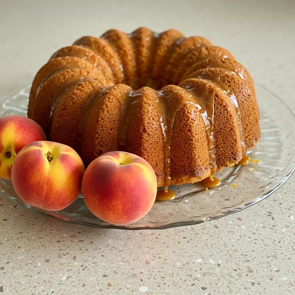 Bolo de Pêssego Caramelizado