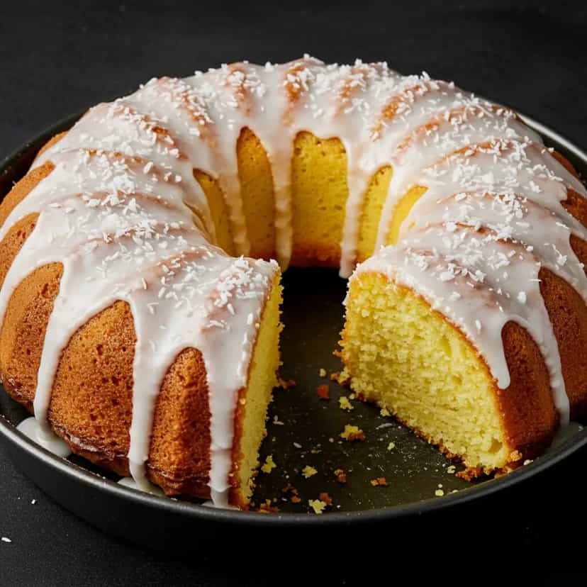Foto deliciosa de Bolo Molhado de Coco pronta para servir - Bolos & Cupcakes