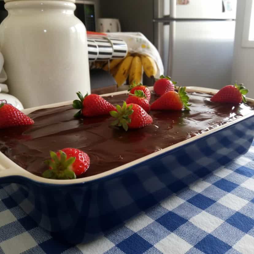 Foto deliciosa de Bolo Mousse de Chocolate com Morangos pronta para servir - Bolos & Cupcakes