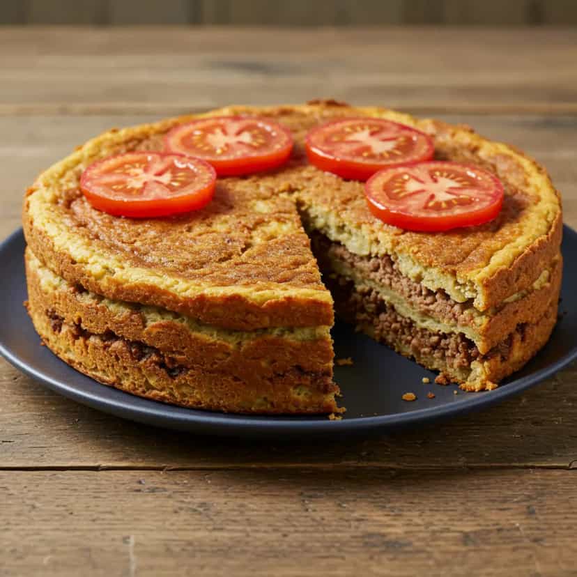 Foto deliciosa de Bolo Salgado Milionário de Carne Moída pronta para servir - Pizzas & Salgados