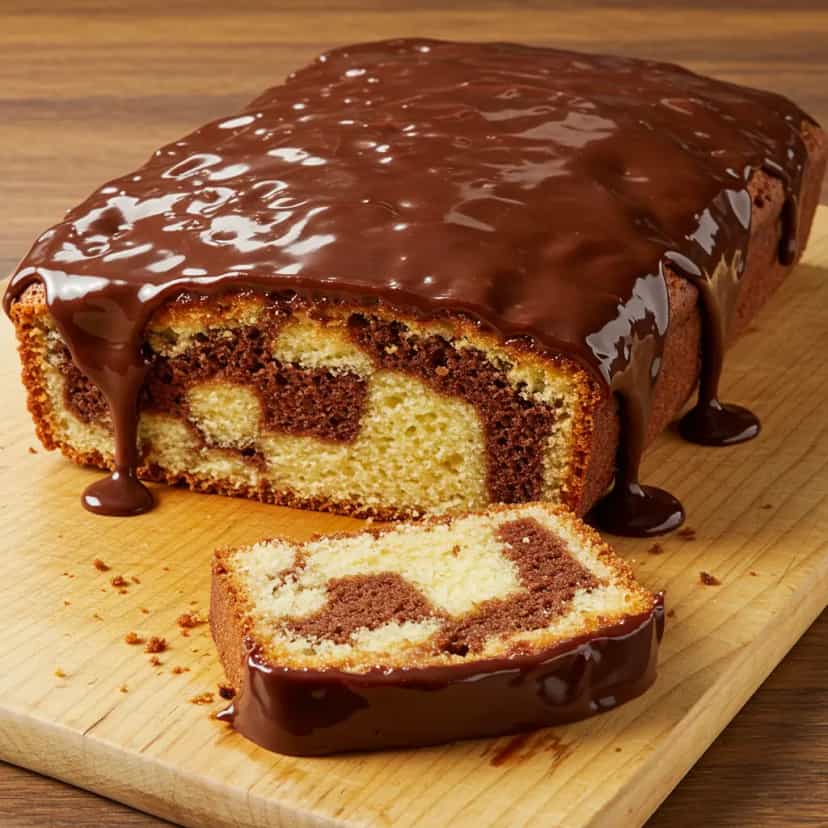 Foto deliciosa de Bolo Xadrez com Brigadeiro pronta para servir - Bolos & Cupcakes