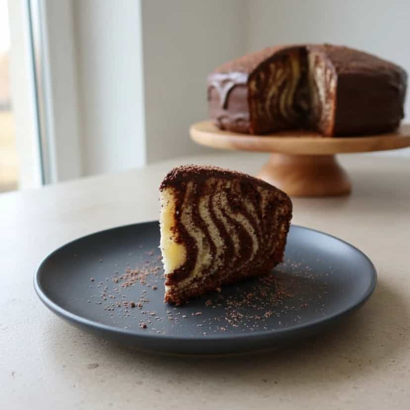 Foto deliciosa de Bolo Zebra na Panela de Pressão pronta para servir - Bolos & Cupcakes