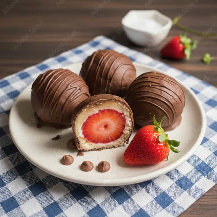 Foto deliciosa de Bombons de Morango ao Leite pronta para servir - Outras Receitas