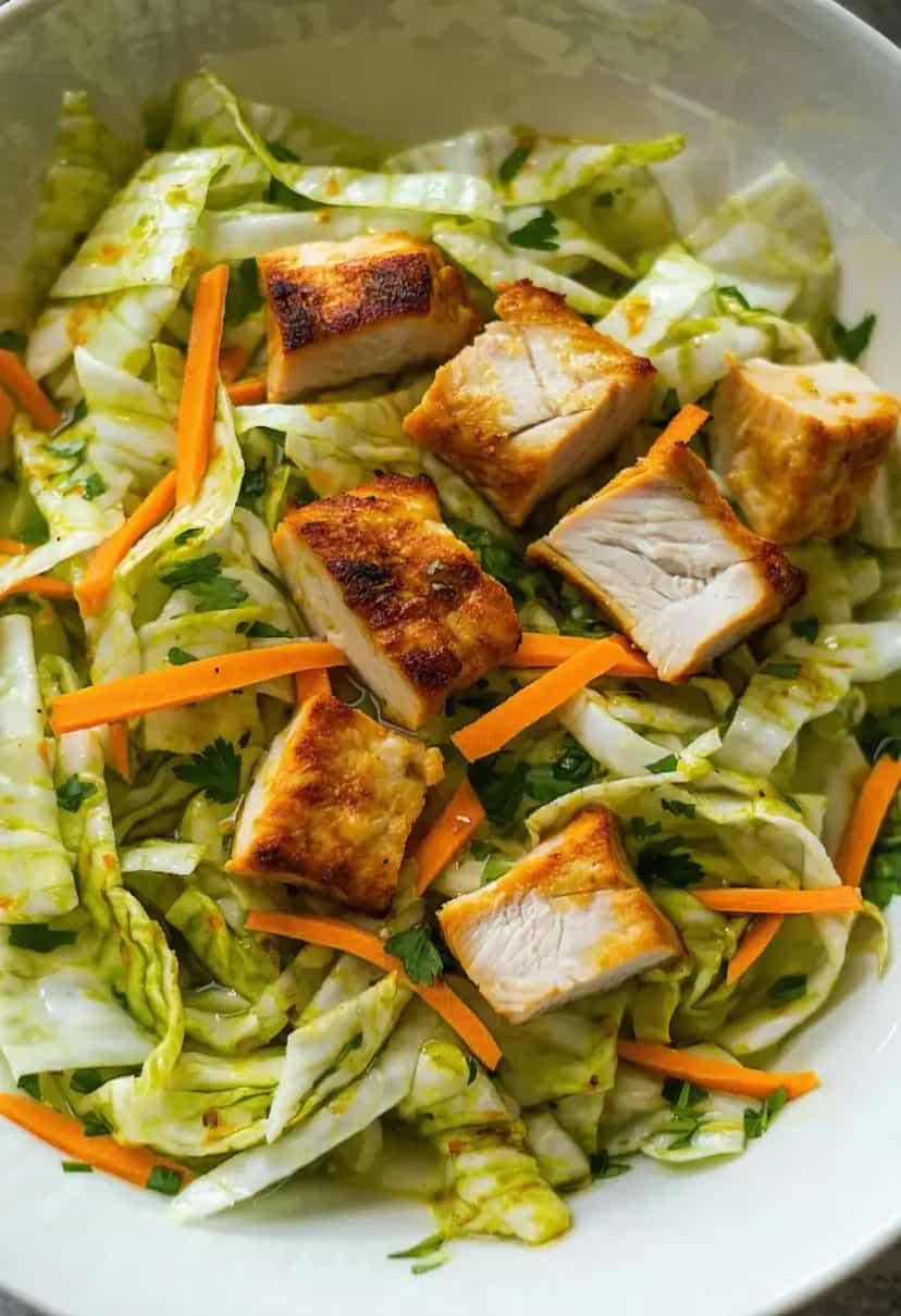 Foto deliciosa de Bowl de Repolho com Frango pronta para servir - Bowls & Noodles
