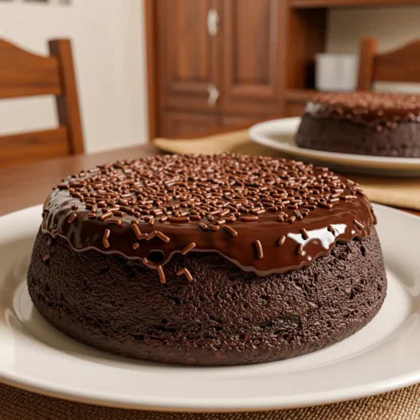 Foto deliciosa de Brigadeirão de micro-ondas pronta para servir - Pudins & Cremes