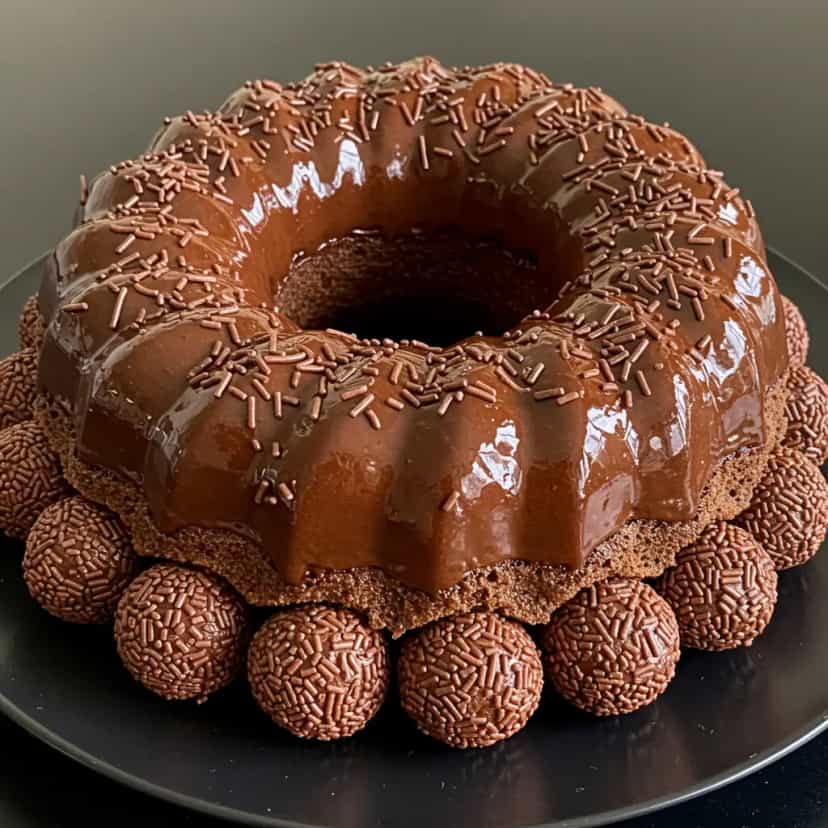 Foto deliciosa de Brigadeirão de microondas pronta para servir - Pudins & Cremes