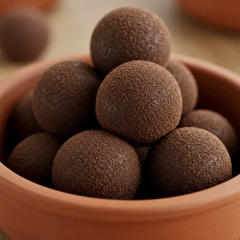 Foto deliciosa de Brigadeiro Fit de Cacau e Coco pronta para servir - Sem Assar