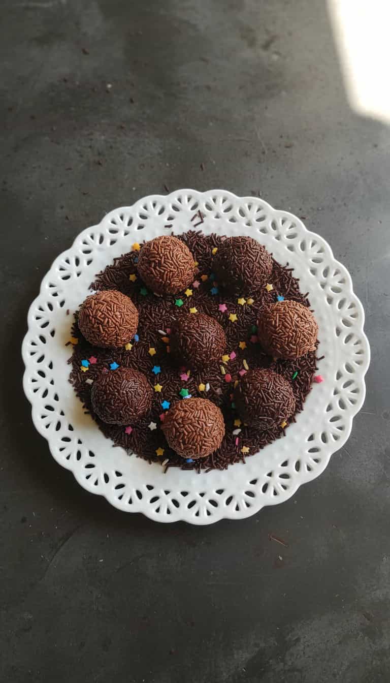 Foto deliciosa de Brigadeiros Recheados com Morango pronta para servir - Outras Receitas