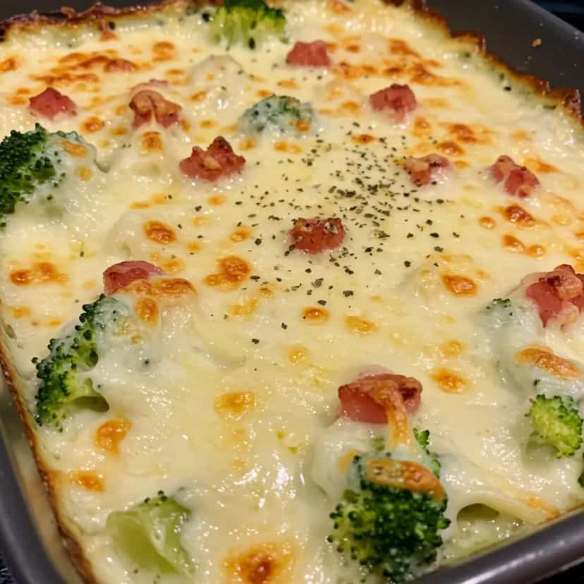 Foto deliciosa de Brócolis Gratinado com Bacon pronta para servir - Almoço & Jantar