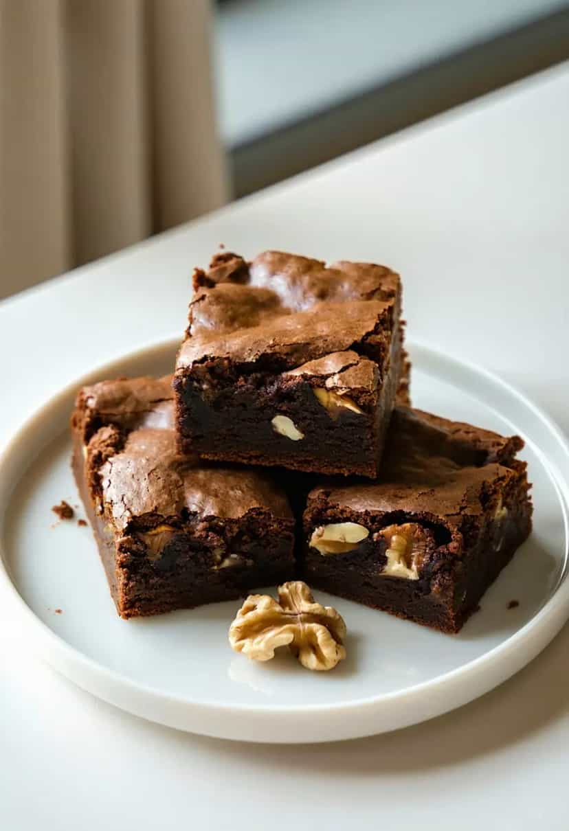 Foto deliciosa de Brownie de Chocolate com Nozes pronta para servir - Brownies & Cookies
