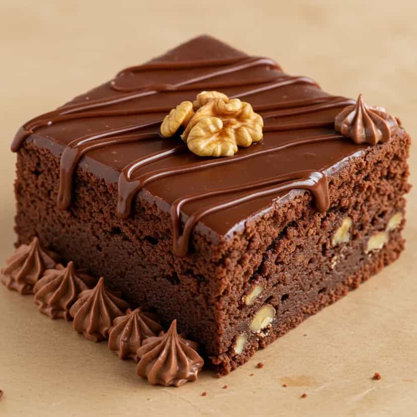 Foto deliciosa de Brownie de creme de avelã com nozes pronta para servir - Brownies & Cookies