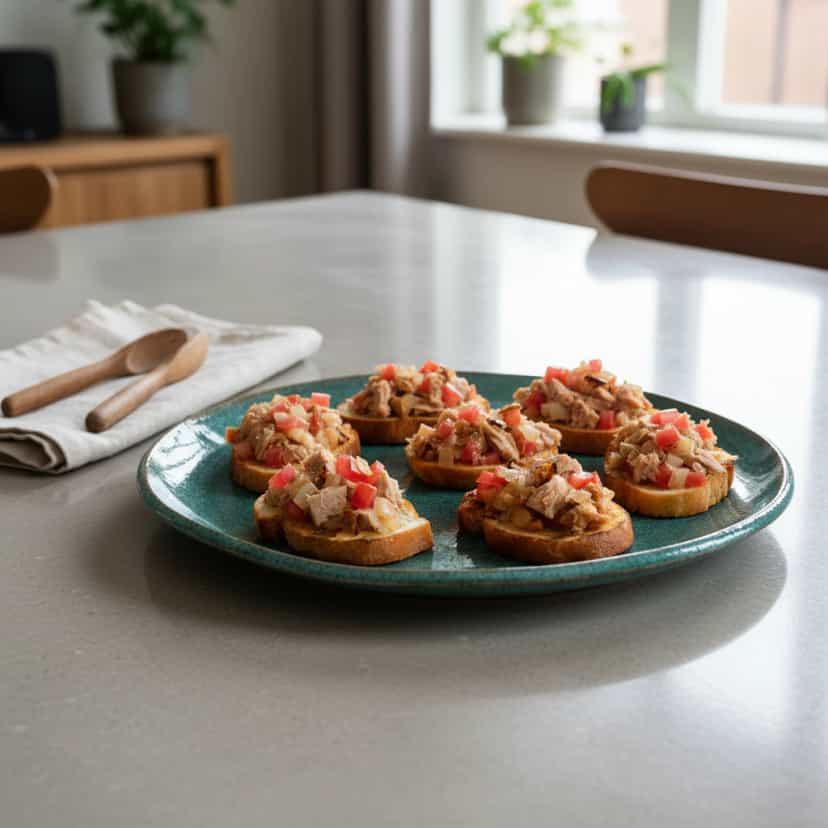 Foto deliciosa de Bruschetta de Atum pronta para servir - Salgadinhos
