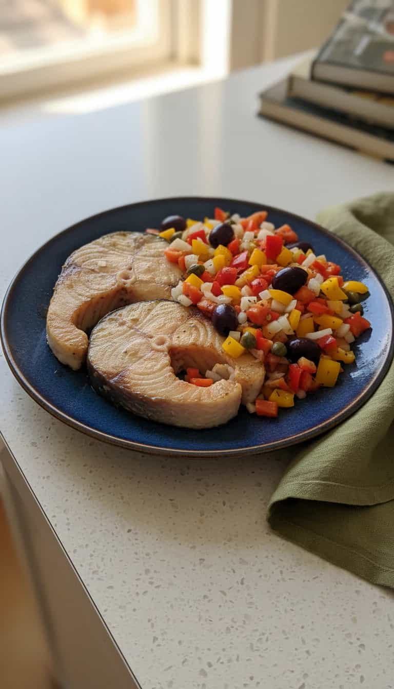 Foto deliciosa de Cação ao Escabeche pronta para servir - Peixes & Frutos do Mar