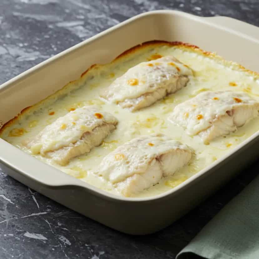 Foto deliciosa de Cação ao Molho Cremoso de Coco pronta para servir - Peixes & Frutos do Mar
