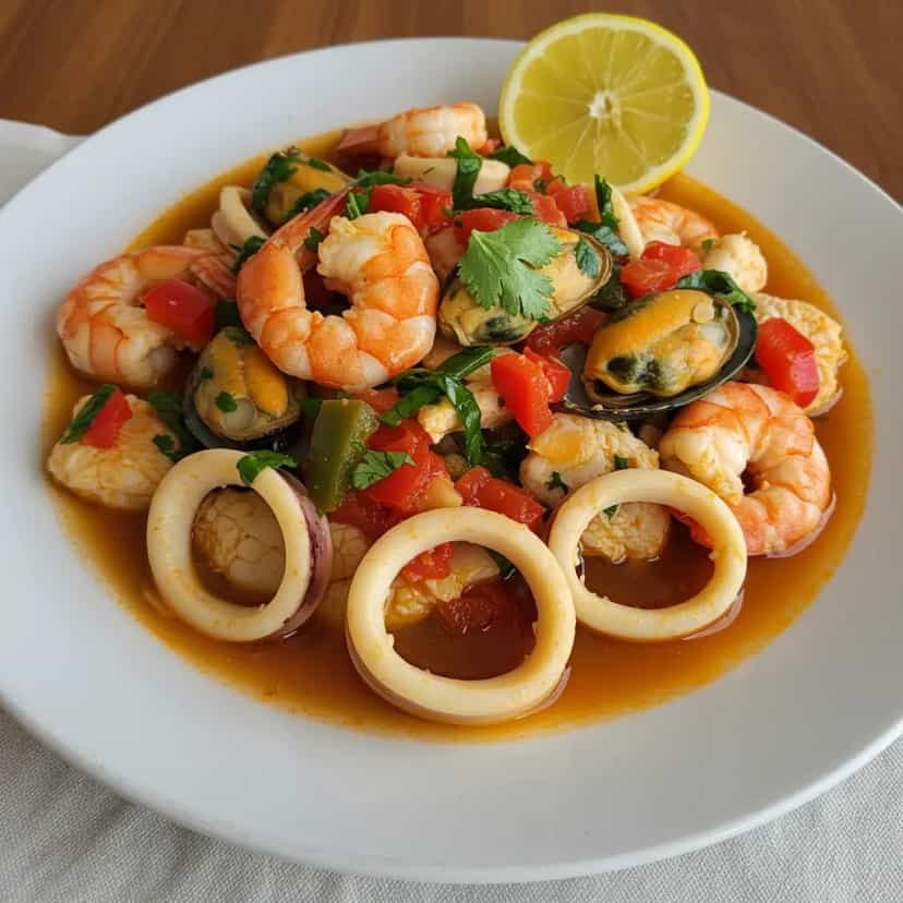 Foto deliciosa de Caldeirada de frutos do mar pronta para servir - Peixes & Frutos do Mar