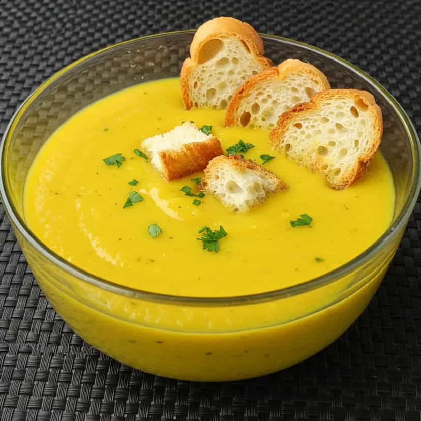Foto deliciosa de Caldo Cremoso de Cenoura e Batata pronta para servir - Sopas & Caldos