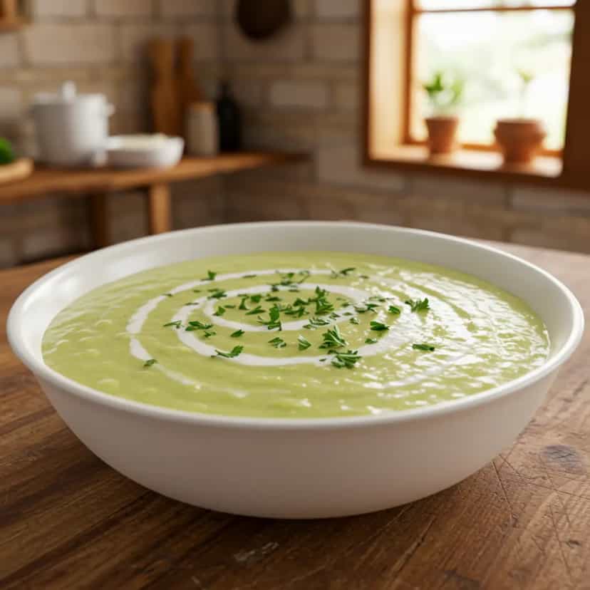 Foto deliciosa de Caldo de alho-poró pronta para servir - Sopas & Caldos