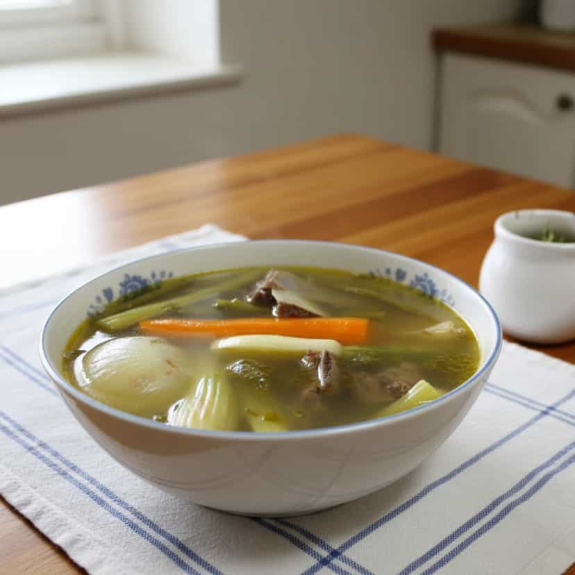 Foto deliciosa de Caldo de Costela e Frango para Risoto pronta para servir - Sopas & Caldos