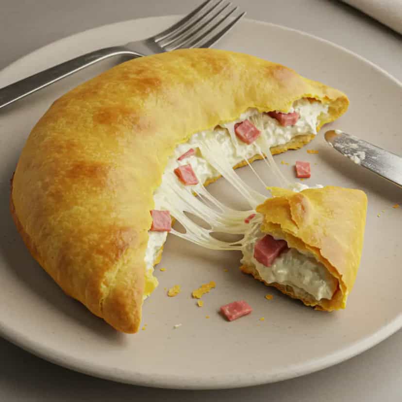 Foto deliciosa de Calzone de Queijo e Calabresa pronta para servir - Lanches de Padaria