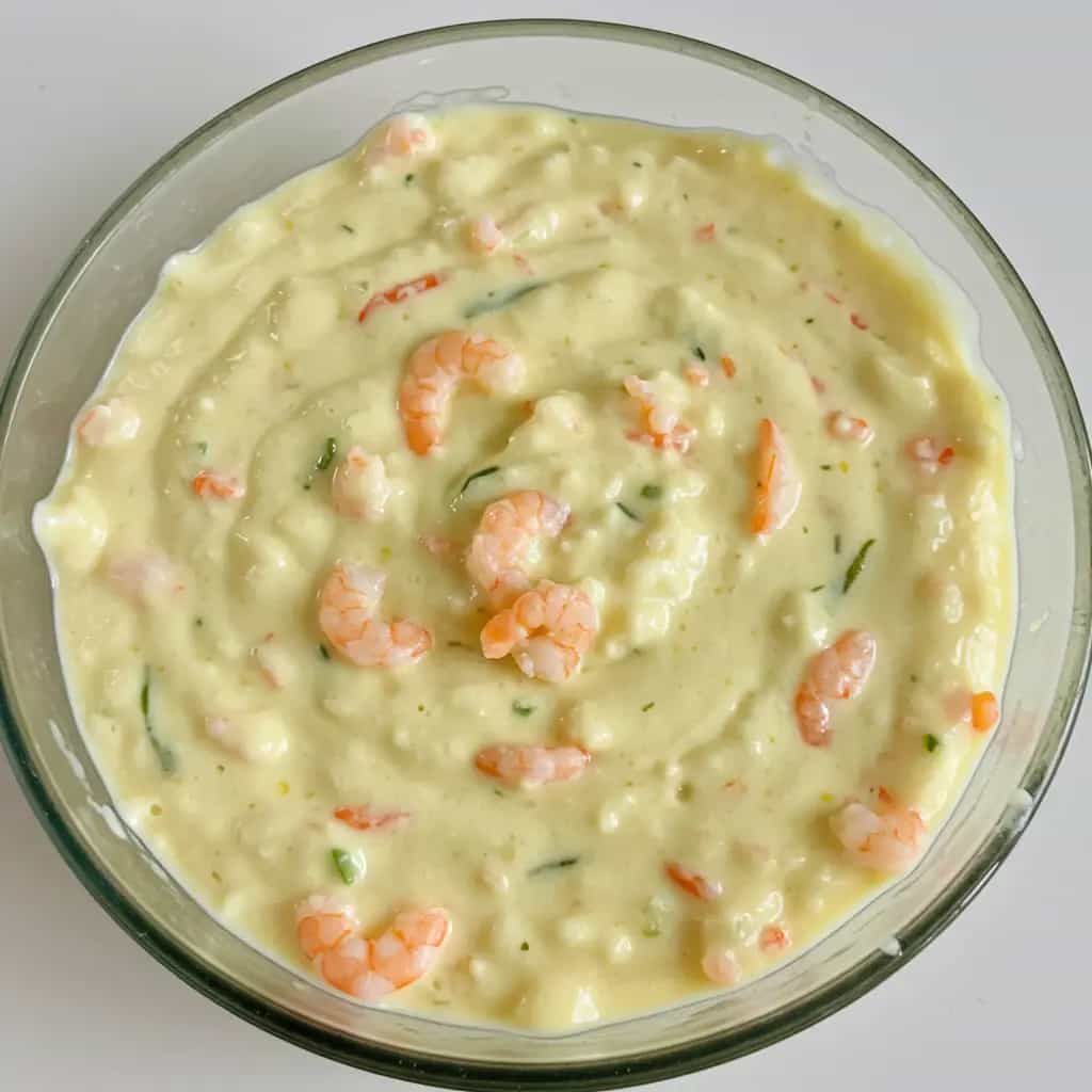 Camarão com catupiry dissolvido