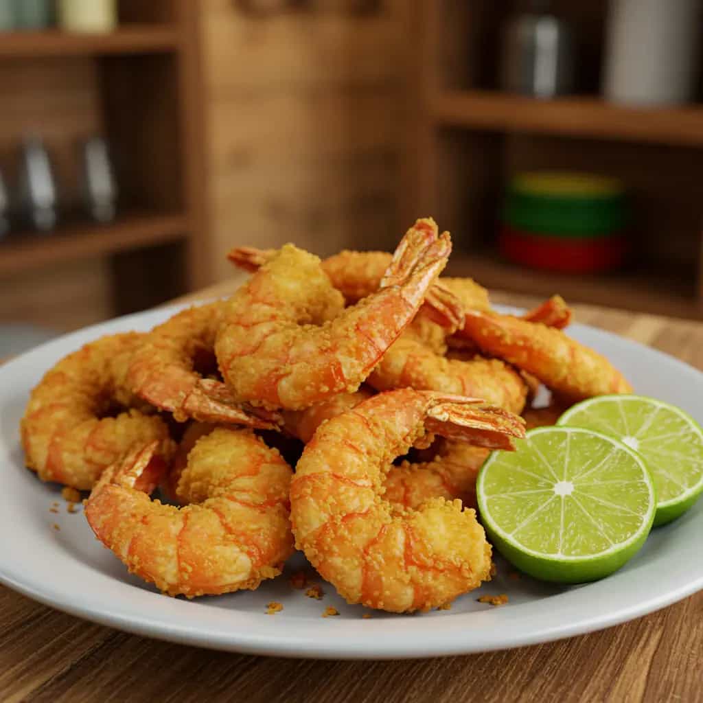 Camarão frito de praia