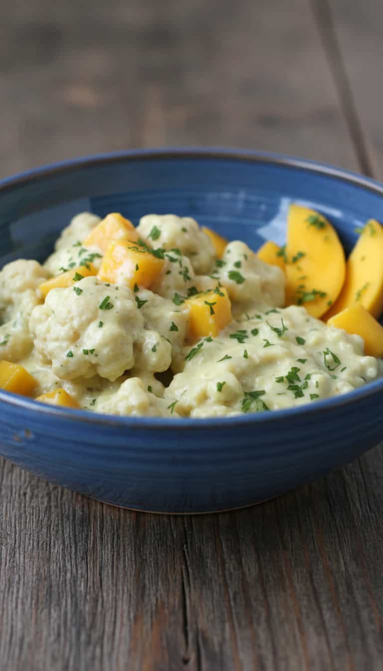 Foto deliciosa de Camarões ao Curry com Risotto de Manga pronta para servir - Peixes & Frutos do Mar