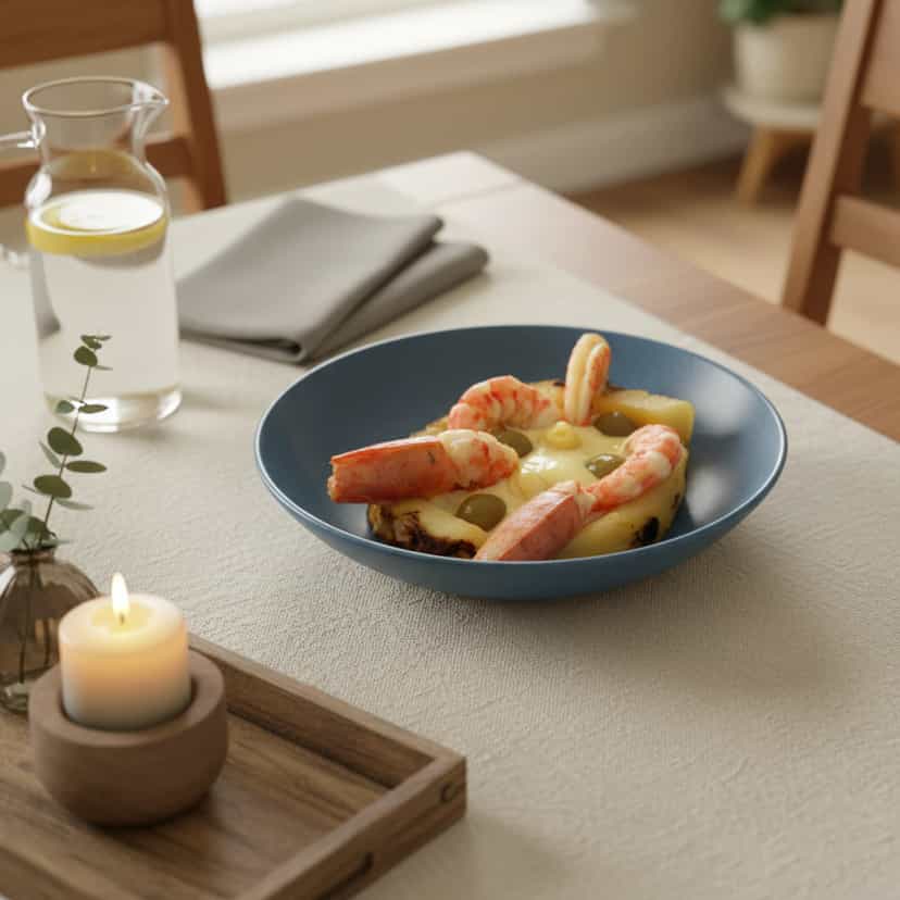 Foto deliciosa de Camarões ao Molho de Uva e Abacaxi pronta para servir - Peixes & Frutos do Mar