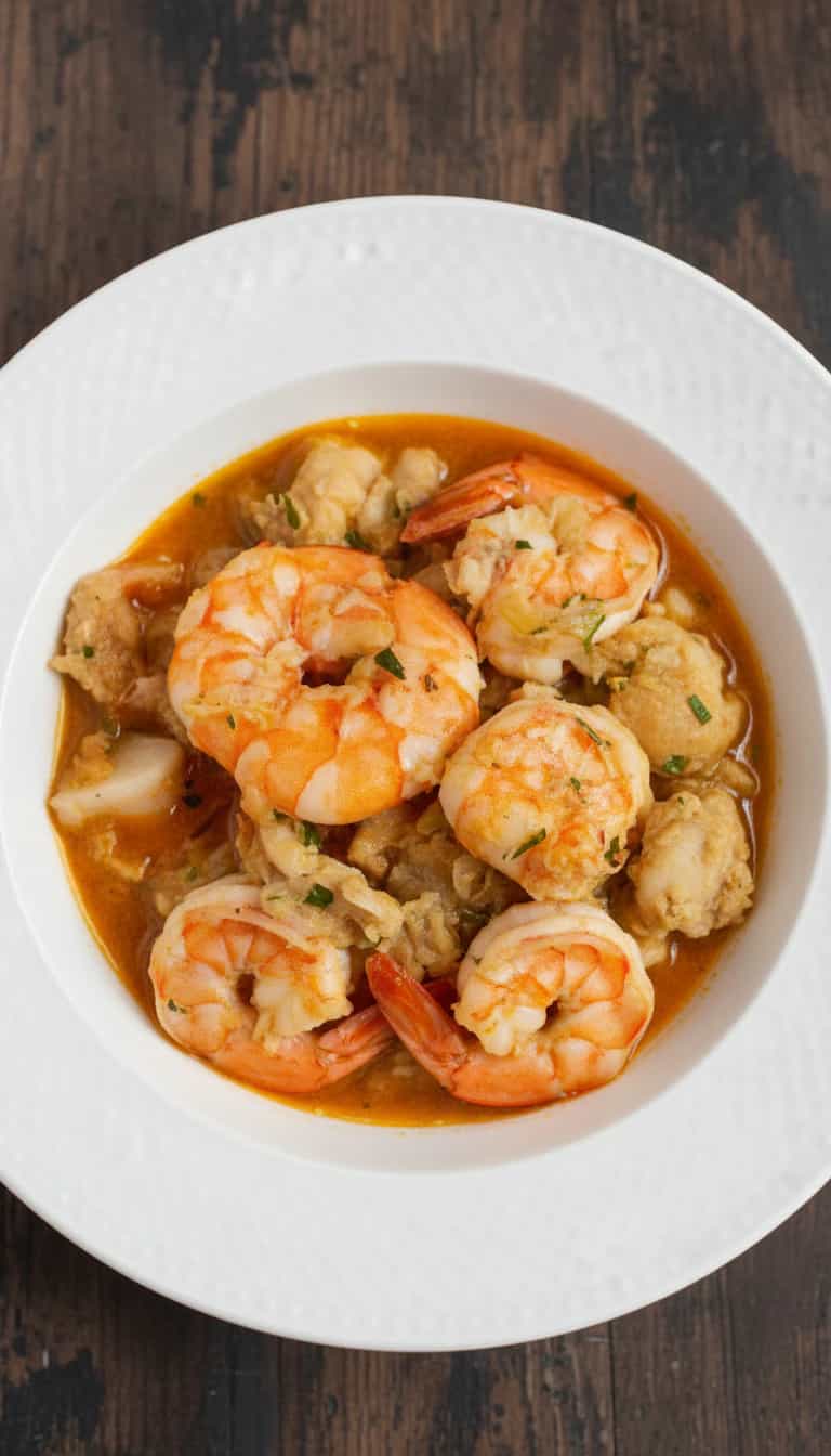 Foto deliciosa de Camarões ao Molho Espanhol pronta para servir - Peixes & Frutos do Mar
