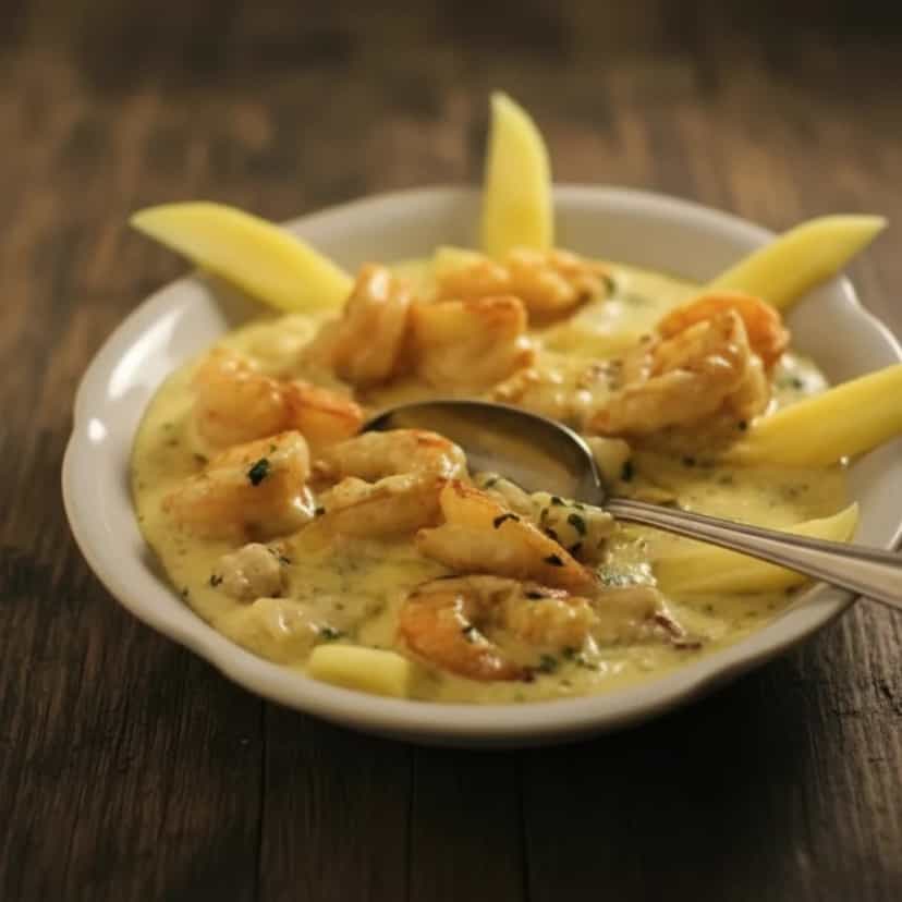 Foto deliciosa de Camarões ao Molho Tropical pronta para servir - Peixes & Frutos do Mar