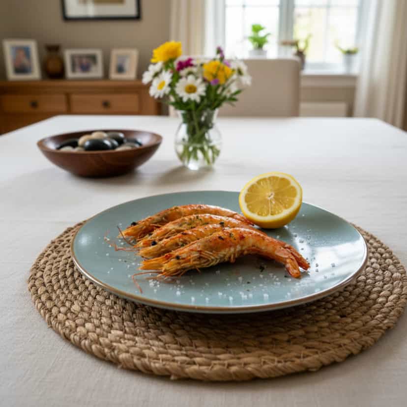 Foto deliciosa de Camarões grelhados na chapa pronta para servir - Outras Receitas