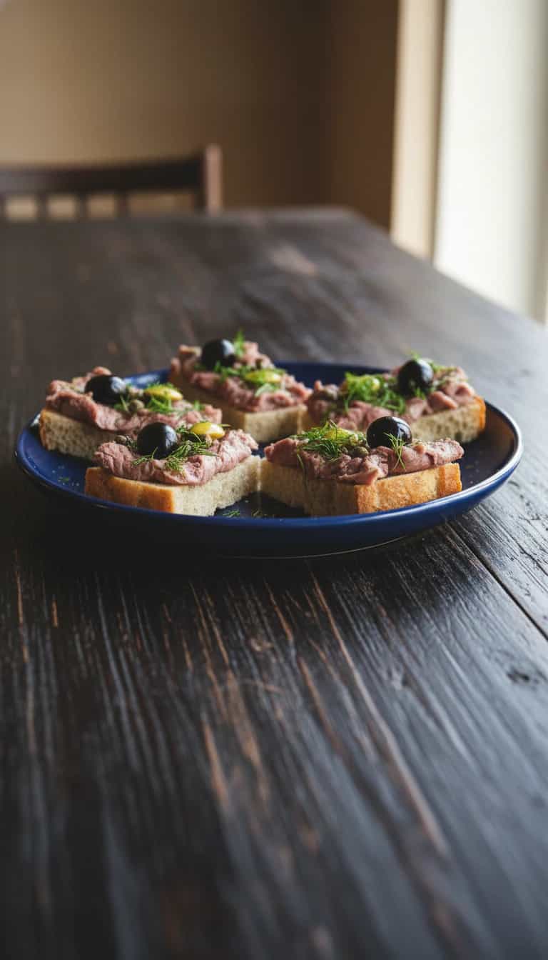 Foto deliciosa de Canapé de Linguiça Toscana Defumada pronta para servir - Salgadinhos