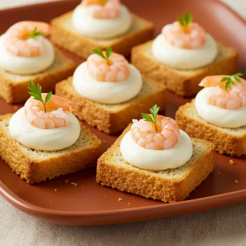 Foto deliciosa de Canapés de Camarão Sete Barbas pronta para servir - Salgadinhos