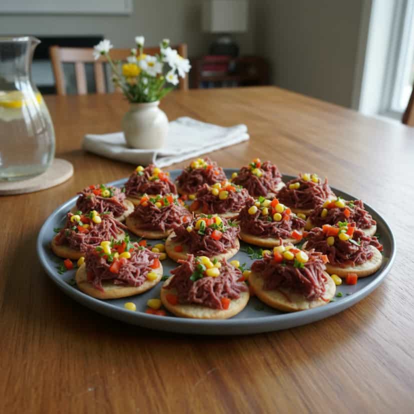 Foto deliciosa de Canapés de Carne-Seca pronta para servir - Salgadinhos