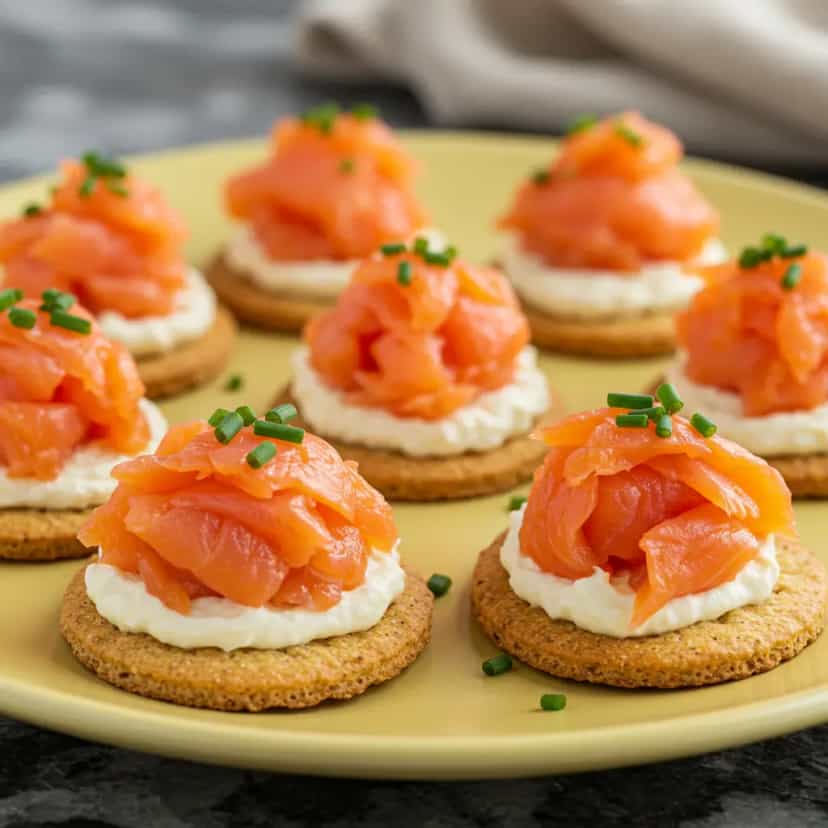 Foto deliciosa de Canapés de Salmão com Cream Cheese pronta para servir - Salgadinhos