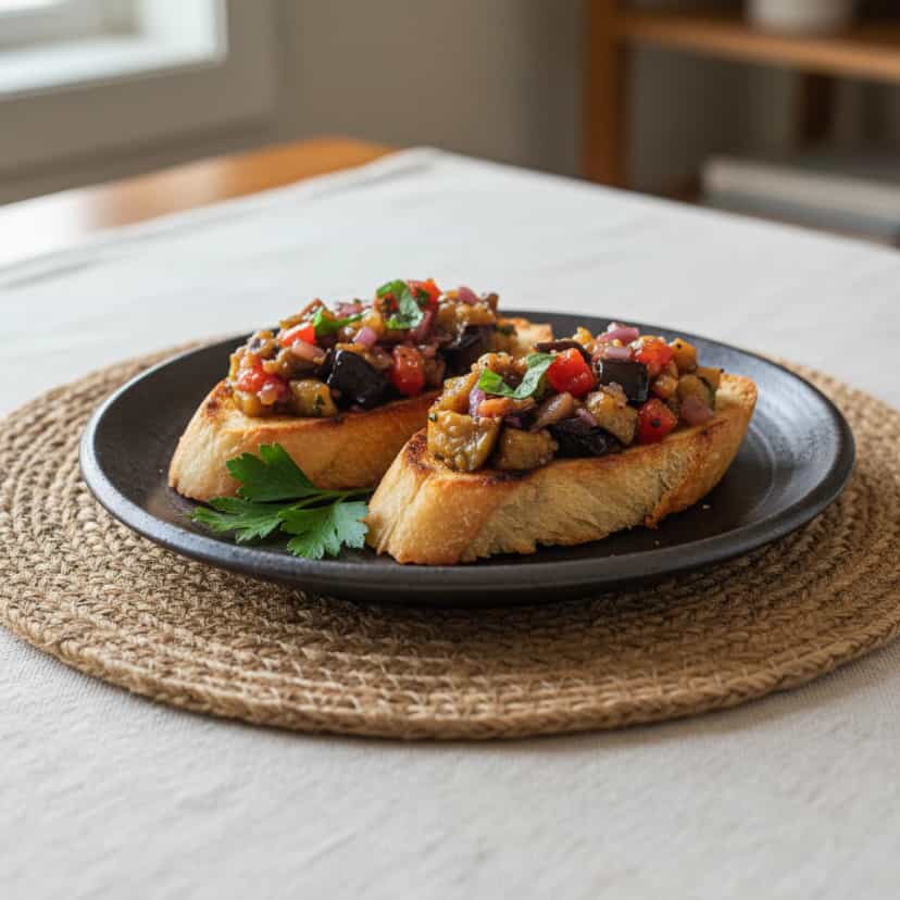 Foto deliciosa de Caponata de Berinjela Assada pronta para servir - Pratos Brasileiros Icônicos