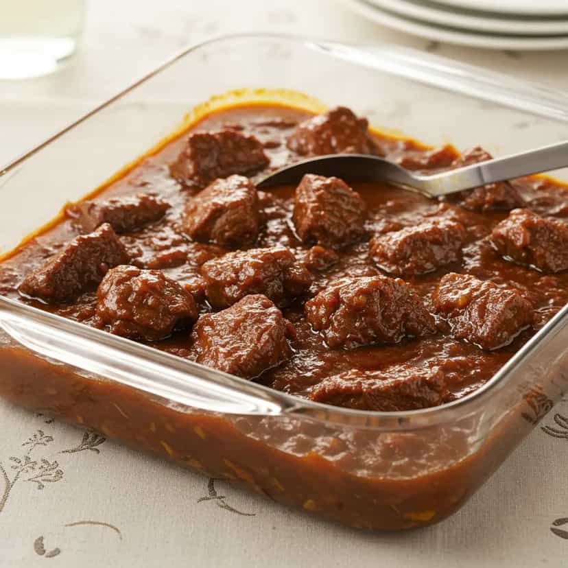 Foto deliciosa de Carne ao Molho de Cerveja Preta pronta para servir - Carnes & Frango