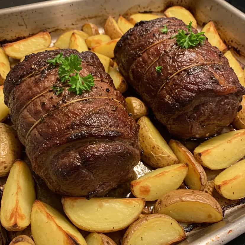 Foto deliciosa de Carne Assada com Batata ao Molho Shoyu pronta para servir - Carnes & Frango