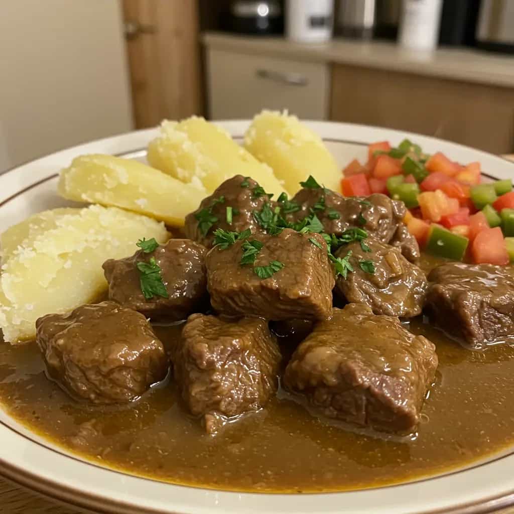 Carne de panela com mandioca