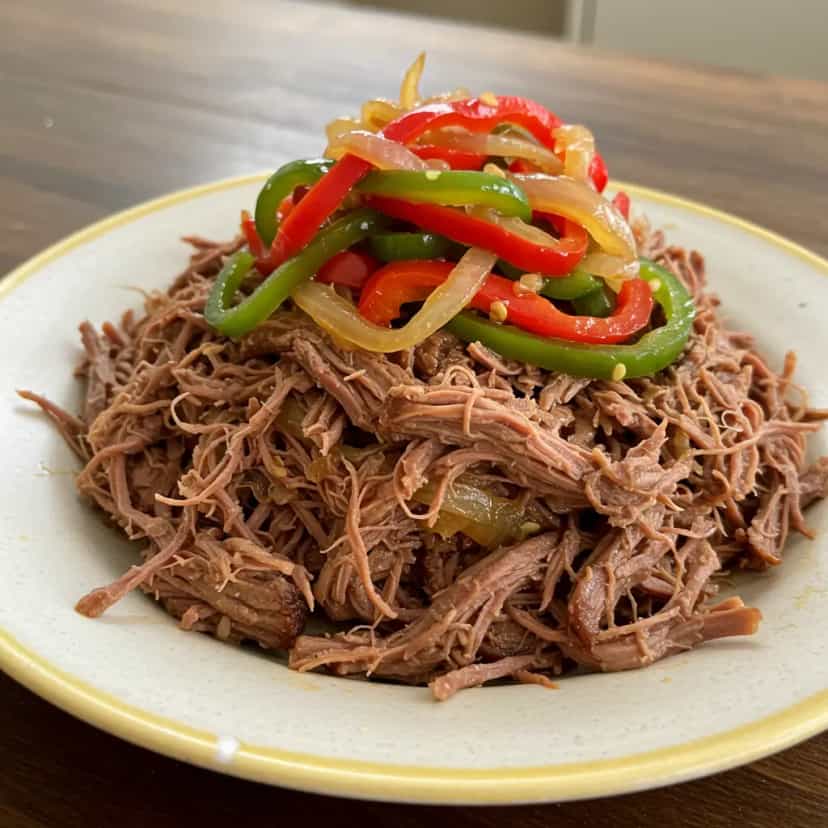 Foto deliciosa de Carne Louca ao Vinho Branco pronta para servir - Carnes & Frango