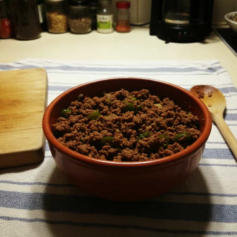 Foto deliciosa de Carne Moída com Quiabo pronta para servir - Carnes & Frango
