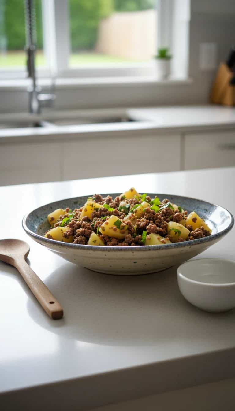 Foto deliciosa de Carne Moída com Salsicha e Legumes pronta para servir - Outras Receitas