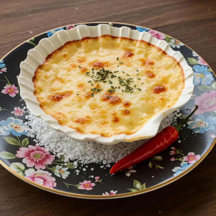 Foto deliciosa de Casquinha de Tilápia Gratinada pronta para servir - Peixes & Frutos do Mar