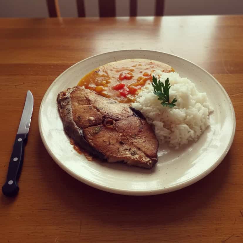 Foto deliciosa de Cavala Assada no Micro-ondas pronta para servir - No Micro-ondas